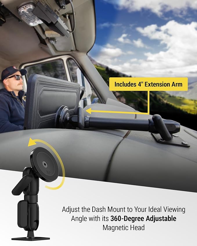 Scosche MXMSAMPS2HD MagicMount Pro Heavy Duty Dashboard Cell Phone Holder/Tablet Mount for Truck, Semi & Car, Magnetic Dash Mount with AMPS Plate Compatible with MagSafe, iPhone, Android & iPad