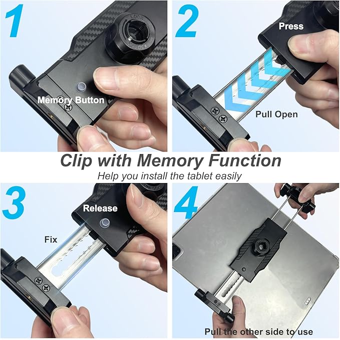 Car Seat Headrest Tablet Holder, [Mobile Folding Arm] Back Seat Tablet Mount for Road Trip, Fit Thickness Case (Deep Max 1.18'') for iPad Pro 12.9/ Air/Mini, Galaxy Tab, All 6.1-15.6" Devices