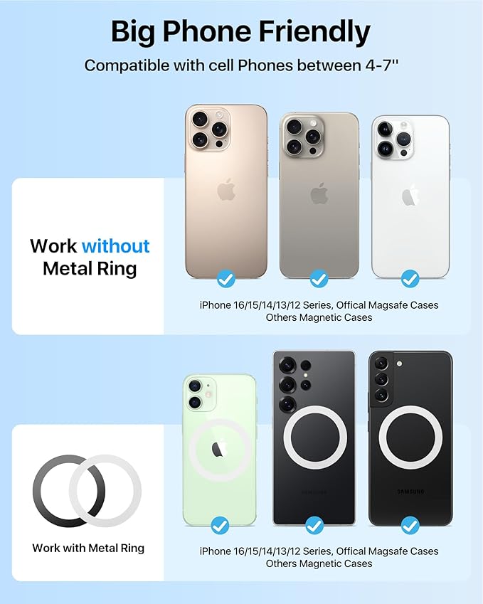 【True Military-Grade】andobil 3 in1 Magnetic Phone Holder for Car Dashboard Windshield Vent 【Upgrade Suction & Strongest Magnet】Retractable for MagSafe Car Mount for iPhone 17 16 15 14 Pro Max Sumsung