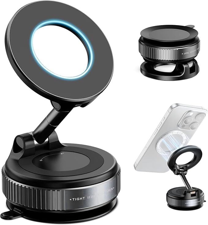 2026 Model Magnetic Car Phone Holder – Strong Suction Cup Car Mount for iPhone & Android, 360° Rotating Dashboard & Windshield Phone Stand, Cell Phone Holder Car Accessories (Black)