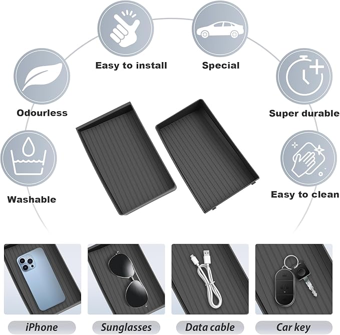 SKTU 2-Pack for 2025 2026 Chevy Tahoe Dashboard Organizer for 2025 2026 Chevrolet Tahoe/Suburban Behind Screen Organizer 2025 2026 Chevy Suburban Dashboard Tray 2025 2026 Chevy Tahoe Accessories Tray