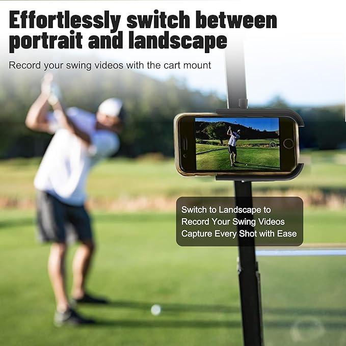 Golf Cart Phone Holder - Slim Smartphone Mount for Golf Cart, Ultra-Strong Magnet - Golf Cart Accessories, Rotatable Universal Magnetic Phone Holder for Golf Cart(Black)