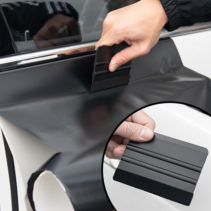 Window Tint Kit, Profession Car Wrap Kit with Felt Squeegee and Felt Replacements, Craft Knife and Blades, Safe Vinyl Cutter, Micro Squeegee for Vinyl Wrap Tools Tint Tools