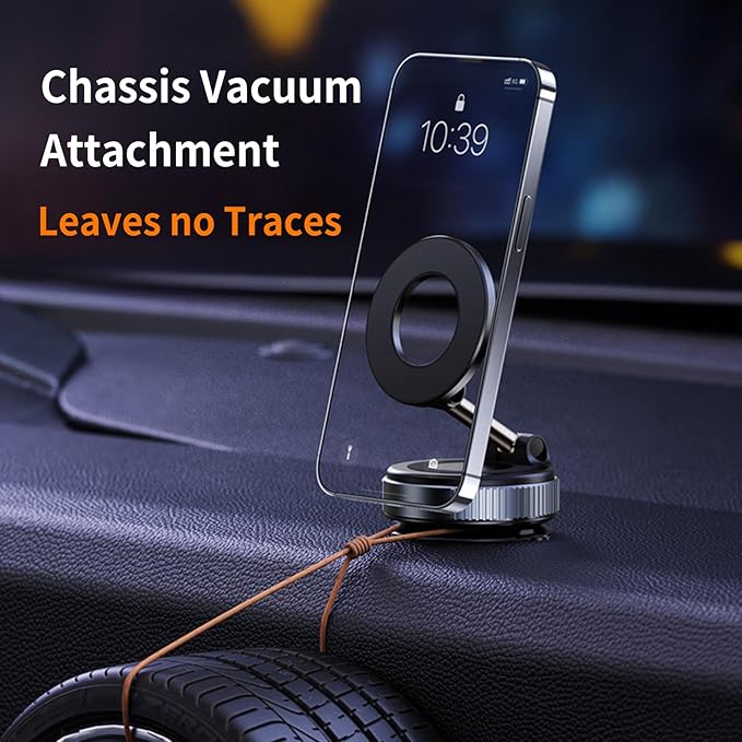 DreamBee Vacuum Magnetic Car Phone Holder-360°Rotatable Car Suction Cup Phone Mount for All Smartphones on Smooth Surfaces(80+LBS Strongest Suction&2400gf Strongest Magnetic)
