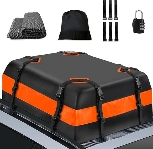 15 Cubic Car Roof Cargo Carrier, 44L x 34W Soft-Shell 100% Waterproof 840D Roof Car Bag for All Cars,Black and Yellow Combination Suitable Suitable for All Cars Camping Storage Bag