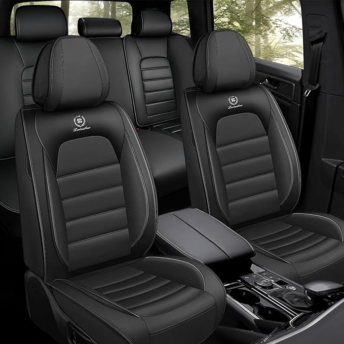 Seat Cushion Cover Custom Fit for Toyota Venza 2009-2025 Waterproof Leather Seat Protectors Soft Touch, Compatible Airbag Auto Interior Covers (Full Set, Classic Black)
