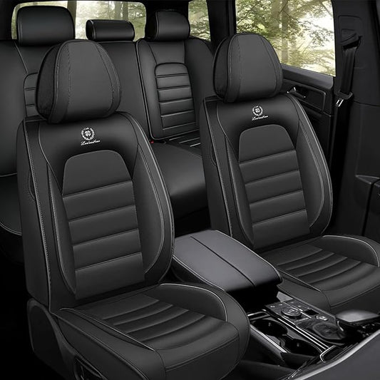 Seat Cushion Cover Custom Fit for Toyota Venza 2009-2025 Waterproof Leather Seat Protectors Soft Touch, Compatible Airbag Auto Interior Covers (Full Set, Classic Black)