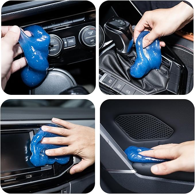 2 Pack Car Cleaning Gel Keyboard Cleaner Universal Auto Detailing Tools Car Interior Cleaner Cleaning Slime Dust Car Crevice Cleaner Car Accessories Keyboard Cleaner (2 Pack (Blue, Pink)