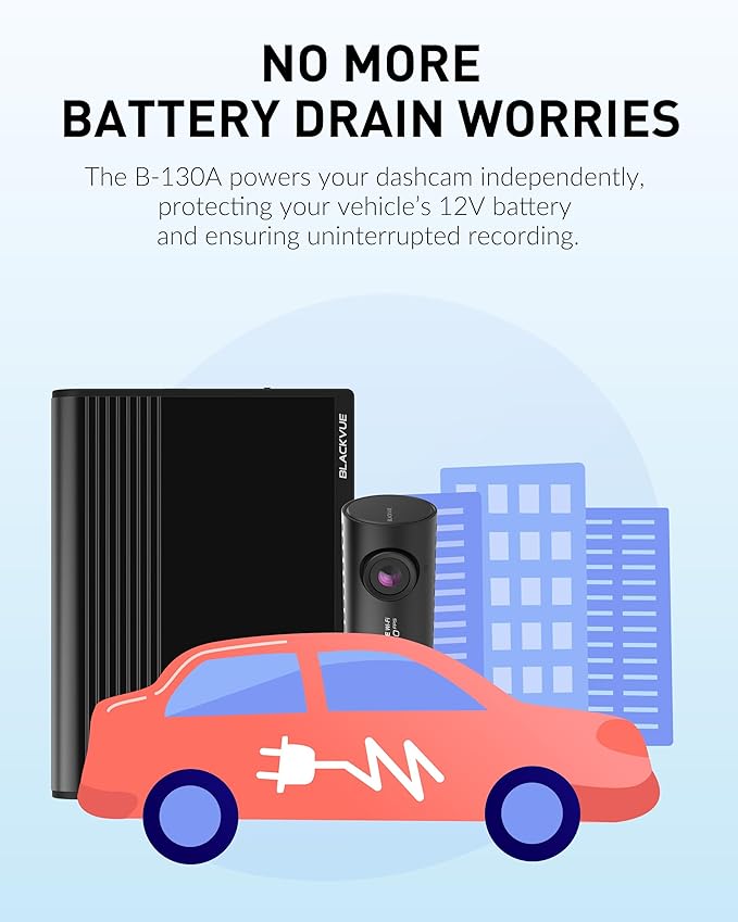 Blackvue B-130A Ultra Battery - Fast Charging Dash Cam Battery Pack, 12V/24V, USB Power, Smart App & Cloud Monitoring, Exclusively Dashcam
