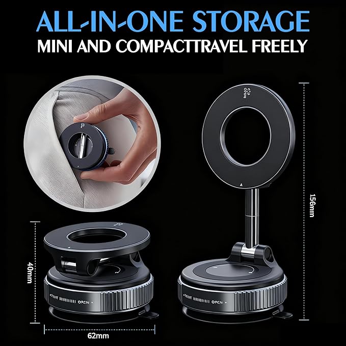 ONHAWKAS Magnetic Phone Holder for Car with Upgraded Vacuum Suction Base, N52 Powerful Magnet, 360° Rotation & 180° Tilt Adjustable Dashboard & Windshield Mount, Universal Hands-Free Car Accessory