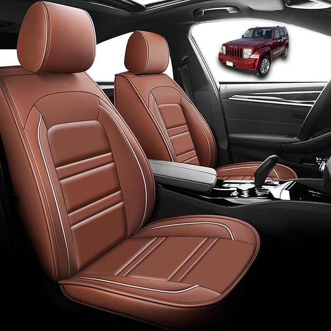 Seat Cover for JP Liberty 2002-2012 | Car Seat Covers Front Seats, Waterproof Seat Protectors, Automotive Front Seat Covers (Front Seat, Coffee)