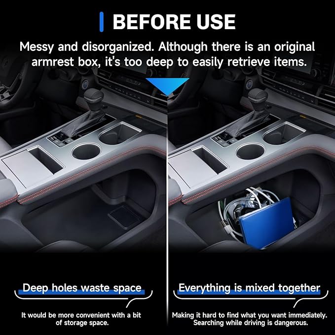 SXCY for 2025 Toyota Sienna Under Console Organizer [Not for Console w/Cool Box] for 2021-2025 Toyota Sienna Accessories 2021-2025 Sienna Under Armrest Organizer 2024 2025 Sienna Under Console Tray