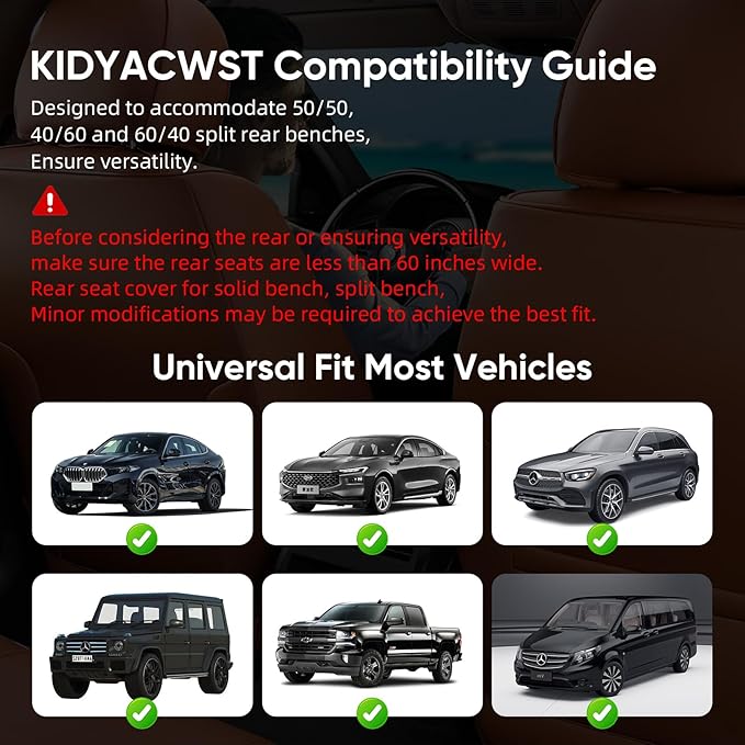 Auto Car Seat Covers Accessories Full Set Leather Cushion Protector Breathable Waterproof Seat Cover for Cars Universal Fit (Brown, Front Pair and Rear)