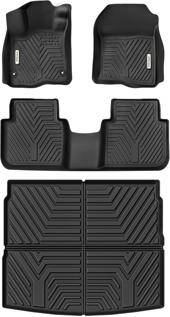 YITAMOTOR Floor Mats & Cargo Liner Fit for Honda CR-V 2026 2025 2024 2023, All Weather TPE Custom Fit CRV (Include Hybrid Models) Floor Liners with Cargo Mat (Upper Position) Full Set, Black