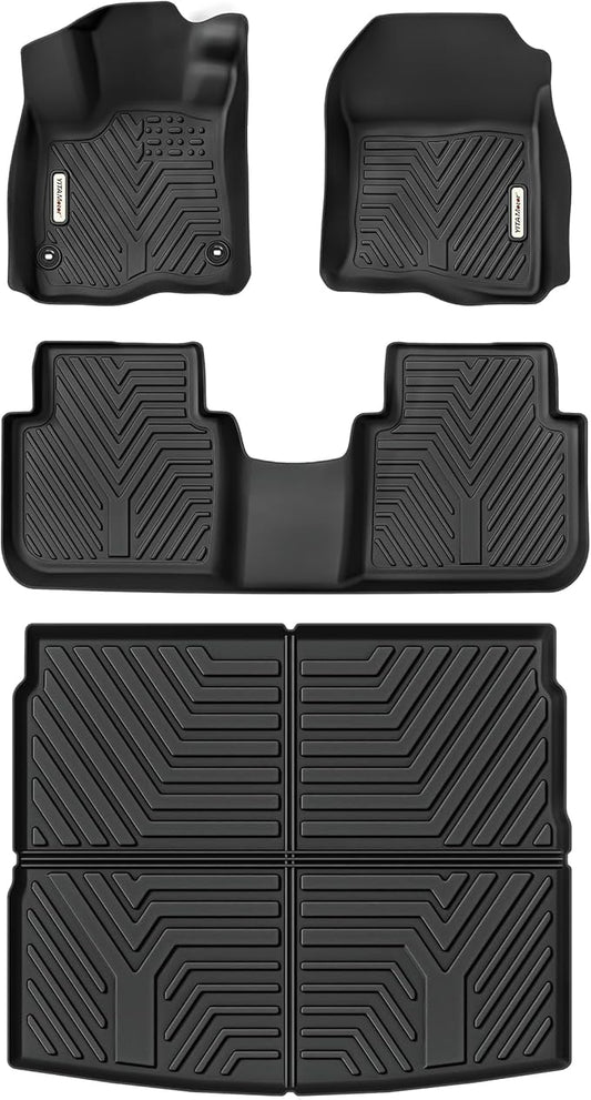YITAMOTOR Floor Mats & Cargo Liner Fit for Honda CR-V 2026 2025 2024 2023, All Weather TPE Custom Fit CRV (Include Hybrid Models) Floor Liners with Cargo Mat (Upper Position) Full Set, Black