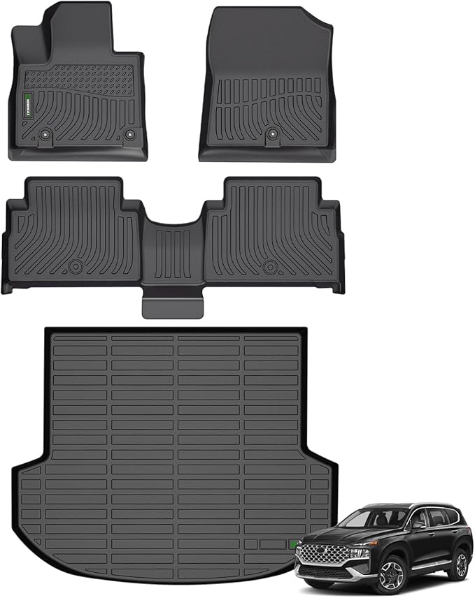 ANBINGO®Fit for Hyundai Santa Fe Hybrid Floor Mats 2021-2023/for Hyundai Santa Fe Plug-in Hybrid Car Mats 2022-2023 All Weather Mats for Santa Fe Hybrid TPE Car Rugs for Santa Fe PHEV Rubber Carpet