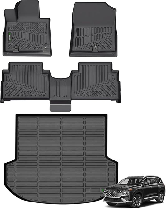 ANBINGO®Fit for Hyundai Santa Fe Hybrid Floor Mats 2021-2023/for Hyundai Santa Fe Plug-in Hybrid Car Mats 2022-2023 All Weather Mats for Santa Fe Hybrid TPE Car Rugs for Santa Fe PHEV Rubber Carpet