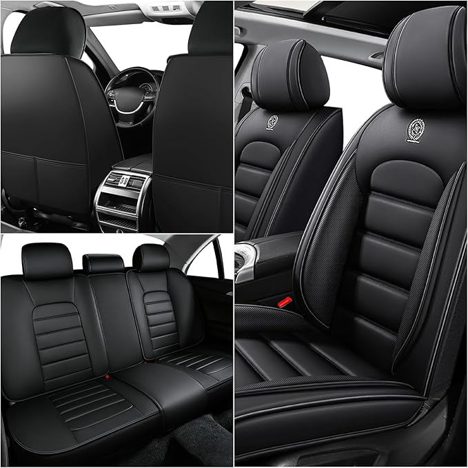 Seat Cushion Cover Custom Fit for Toyota Venza 2009-2025 Waterproof Leather Seat Protectors Soft Touch, Compatible Airbag Auto Interior Covers (Full Set, Classic Black)