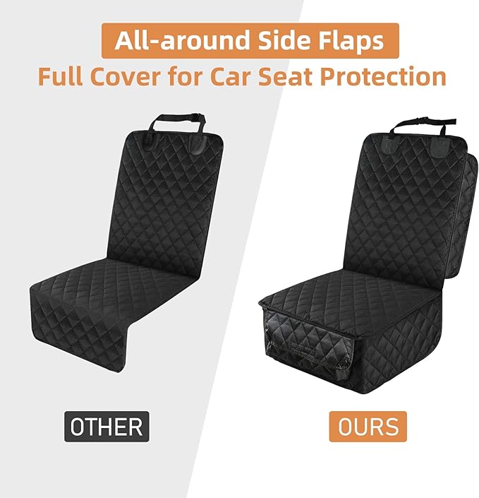 PETICON Waterproof Front Seat Car Cover, Full Protection Dog Car Seat Cover with Side Flaps, Nonslip Scratchproof Front Seat Cover Fits for Cars, Trucks, SUVs, Jeep