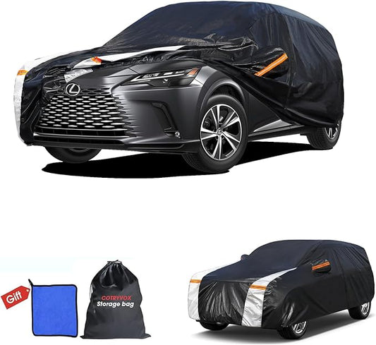 RX350 Car Cover 100% Waterproof All Weather, Gift with Towel, 10 Layers SUV Car Cover Custom Fit 2003-2026 RX/RX350/RX450H/RX500H, Outdoor Car Covers Rain Sun UV Protection with Door Zipper.