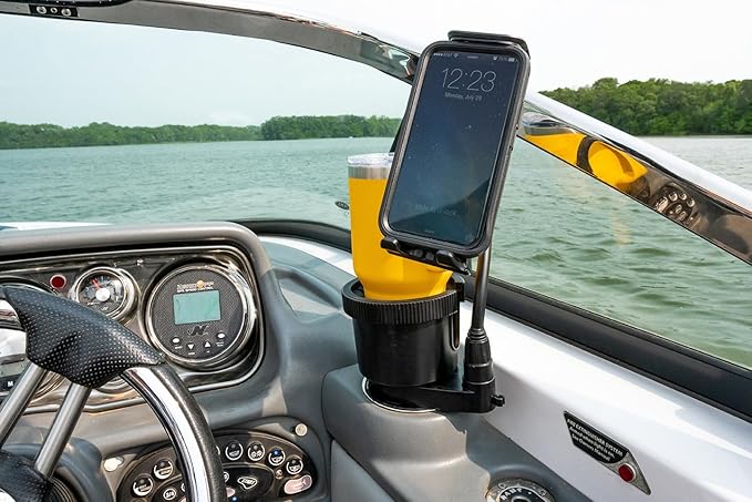 ToughTested TNT Tough N' Thirsty Mega XL Cupholder & Device Mount | Expands to Fit 1.2L Bottles | Adjustable 9" Gooseneck Arm for Phones, Tablets, GPS | Heavy-Duty Vehicle Accessory
