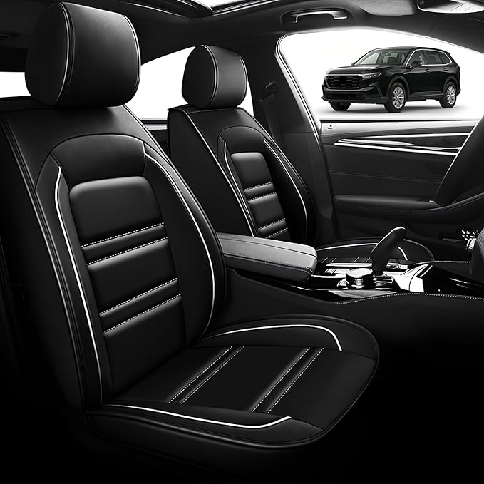 Seat Cover for Honda cr-v 2003-2025 | Car Seat Covers Front Seats, Waterproof Seat Protectors, Automotive Front Seat Covers (Front Seat, Black&White Line)