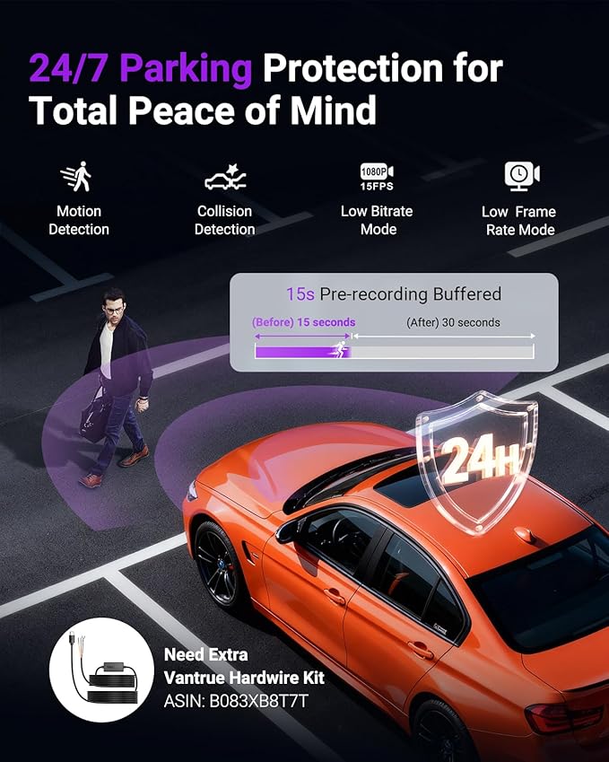 Vantrue S1 Pro Dash Cam Front STARVIS 2, 2.7K Mini Dash Camera for Cars, ADAS, App Control, Built-in WiFi GPS, G-Sensor, Loop Recording, Night Vision, 24H Parking Mode, 158°, 2" IPS, Support 1TB Max