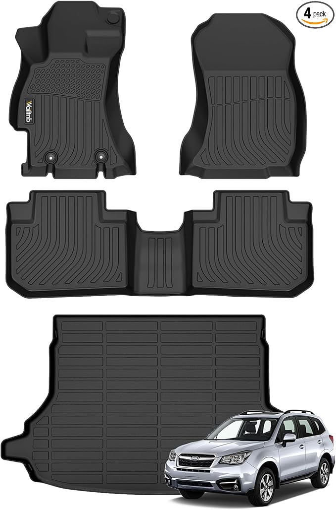 Wailtnb-All Weather Floor Mats & Cargo Liner for Subaru Forester 2014-2018 Custom Fit Subaru Forester Waterproof Durable Easy to Clean fit for 2014-2018 Accessories for Forester Black