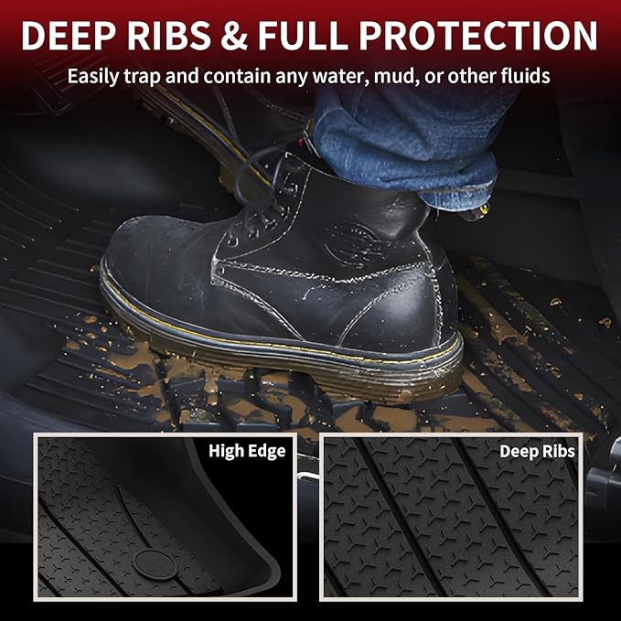 LASFIT Floor Mats for Mercedes Benz E Class E350 / E450 AMG / E53 2026 2025 2024 (Fit Sedan & All-Terrain), All Weather TPE Anti-Slip Floor Liners Fit for E Class 2024-2026, 1st & 2nd Row Set, Black