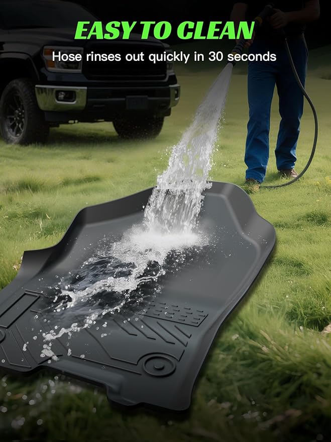 TPE All-Weather Floor Mats for Dodge RAM 1500 2019-2024 Car Mat for Truck Floor Liners (NOT Classic Model) Custom Fit Floor Liners Accessories (3-Piece Set, Black)