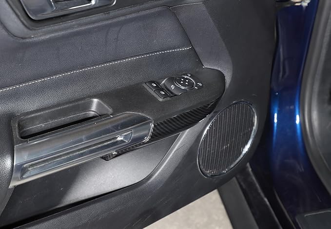 Door Armrest Panel Trim Cover Inner Door Handle Frame Sticker Compatible with Ford Mustang 2015-2025 Interior Accessories (Carbon Fiber Black)