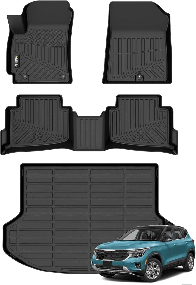 Wailtnb- Floor Mats & Cargo Mats Set Fit Kia Seltos 2024 2025 All Weather Floor Liners for Kia Seltos 2024 Cargo Trunk Liner Accessories for S丨LX丨EX丨SX丨X-Line