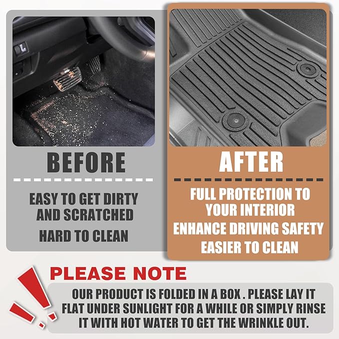 TripleAliners for Colorado & Canyon 2025 2024 2023 Floor Mats Crew Cab 1st & 2nd Row All Weather TPE Material Front Rear Full Set Liners Compatible with Chevy Colorado/GMC Canyon 2023-2025 Accessories