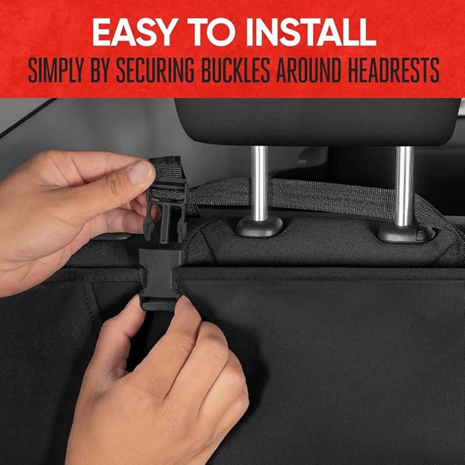 Motor Trend AquaShield Neoprene Waterproof Seat Covers for Trucks - Black 60/40 Split Bench Rear Seat Cover - Carseat Cover Automotive Back Seat Protector - Car Accessories for Kids & Dogs