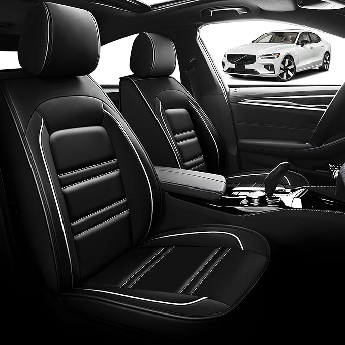Seat Cover for Volvo Car s60 2001-2025 | Car Seat Covers Front Seats, Waterproof Seat Protectors, Automotive Front Seat Covers (Front Seat, Black&White Line)