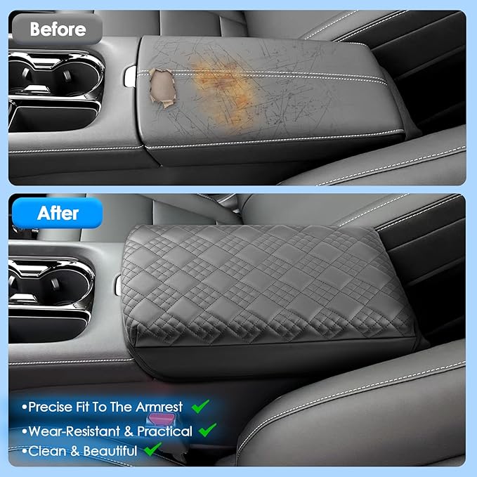 2025 2026 Murano Accessories Center Console Cover for Nissan Murano (SV/SL/Platinum), Cushion &Comfy Leather Armrest Cover 2026 2025 Murano Accessories (Padded)