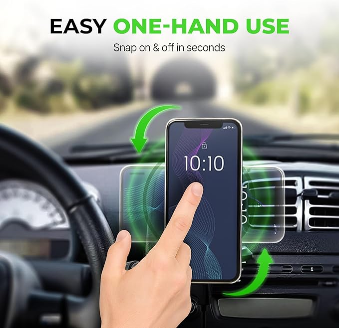 Wireles Charger Magnetic Phone Mount - Car Cell Phone Holder with AMPS Mounting Plate - Stand Compatible with iPhone 14/15/16/17/Samsung, Fast Charging (Drill Base AMPS Plate)