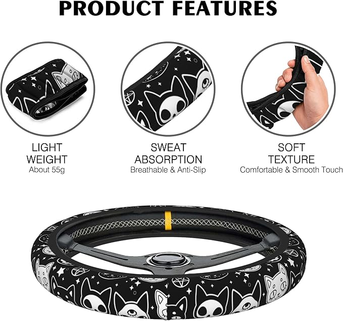 Pink Butterfly Car Steering Wheel Cover, Non-Slip Absorbing Sweat Car Wheel Cover Accessories for Men Women,Universal 15" Fit Auto SUV Vans Trucks