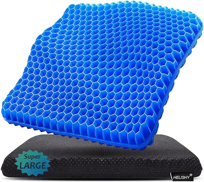 Gel Seat Cushion for Long Sitting Pressure Relief(Super Large&Thick) -Wheelchair Cushion for Pressure Sores - Coccyx,Sciatica & Tailbone Pain Relief Cushion- Non-Slip Butt Pillow for Office, Home, Car
