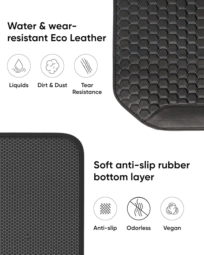 Owleys Kick Mat Back Seat Protector - Car Back Seat Cover for Kids Feet - Waterproof & Sturdy Protector for Upholstery from Dirt, Mud, Scratches and Stain (Black Set)