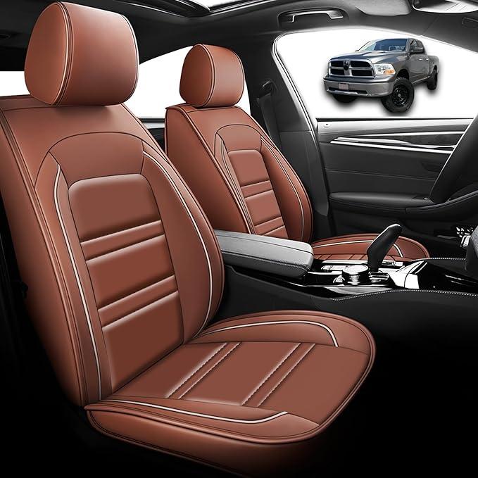 Seat Cover for Dodge ram 1500 2004-2011 | Car Seat Covers Front Seats, Waterproof Seat Protectors, Automotive Front Seat Covers (Front Seat, Coffee)