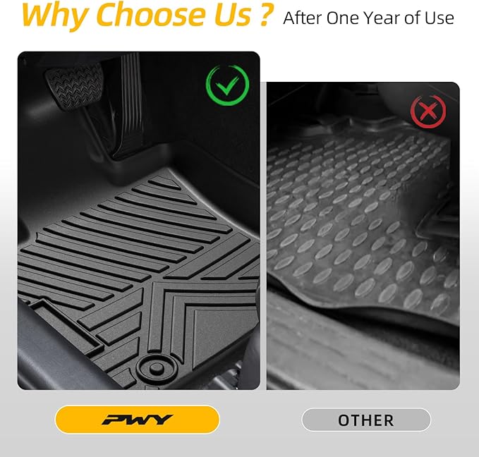 PWY 2025 Toyota Camry Floor Mats (Include Hybrid LE/SE/XLE/XSE), Custom Car Mats, Automotive Liners All Weather, Heavy Duty TPE Floor Liners, 3PCS Car Liners for 1st & 2nd Row, 2026 Car Accessories
