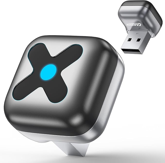 FAHREN Ultra Mini Android Auto & CarPlay Wireless Adapter, Latest A9 Chip 5.8GHZ WiFi, 5.4 Bluetooth, 3-5s Auto Connect, USB-C/USB-A/Extension Cable, Compatible with iOS10+, Android 10+, CE/ROHS/FCC