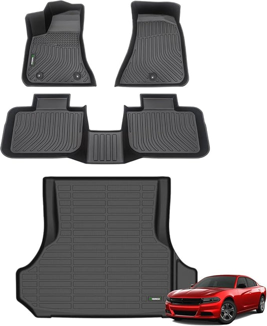ANBINGO®Floor Mats & Cargo Liner Fit for Dodge Charger RWD 2023-2011 &Chrysler 300 RWD 2023-2011 All Weather Mats for Charger RWD TPE Car Mat Rugs for Charger RWD Rubber Trunk Carpet for Charger
