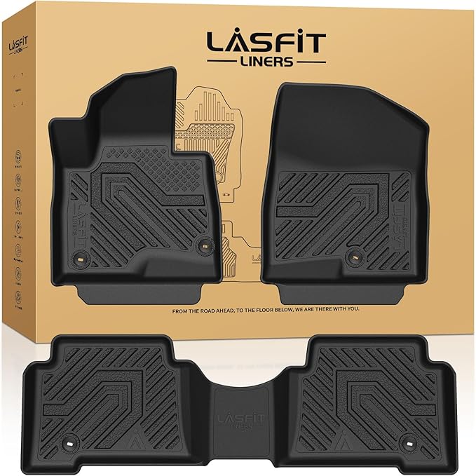 LASFIT Floor Mats for Hyundai Santa Fe Sport 2018 2017 2016 2015 2014 2013 (Only Fit 5-Passenger), All Weather TPE Custom Fit Floor Liners 1st & 2nd Row Car Mats Accessoires, Black