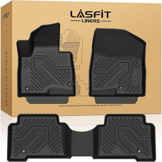 LASFIT Floor Mats for Hyundai Santa Fe Sport 2018 2017 2016 2015 2014 2013 (Only Fit 5-Passenger), All Weather TPE Custom Fit Floor Liners 1st & 2nd Row Car Mats Accessoires, Black