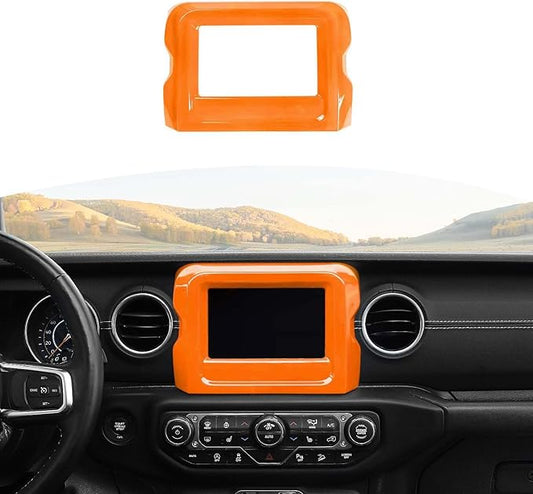 RT-TCZ for Jeep JL Center Console Radio Display Panel Trim Cover for Jeep Wrangler JL JLU Gladiator JT 2018-2023 Orange Interior Accessories 7 inch