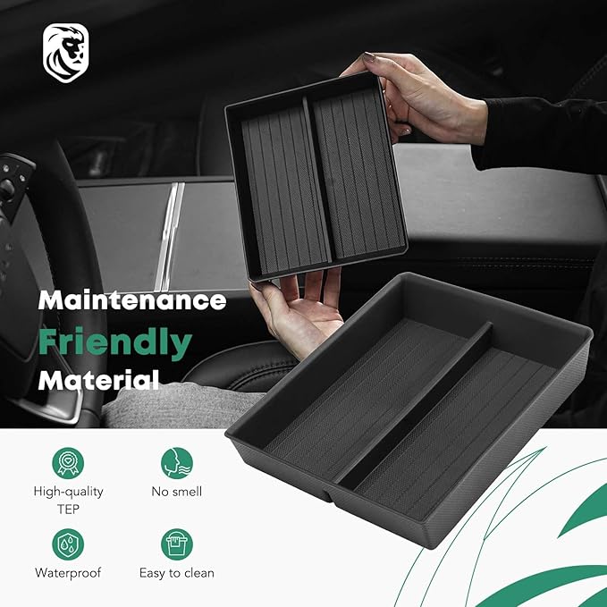 YHTAUTO Center Console Lower Tray Fit 2024 2025 Tesla Model 3 Highland, Center Control Console Lower Bottom Storage Box with Non-Slip Armrest Interior Accessories 1PC