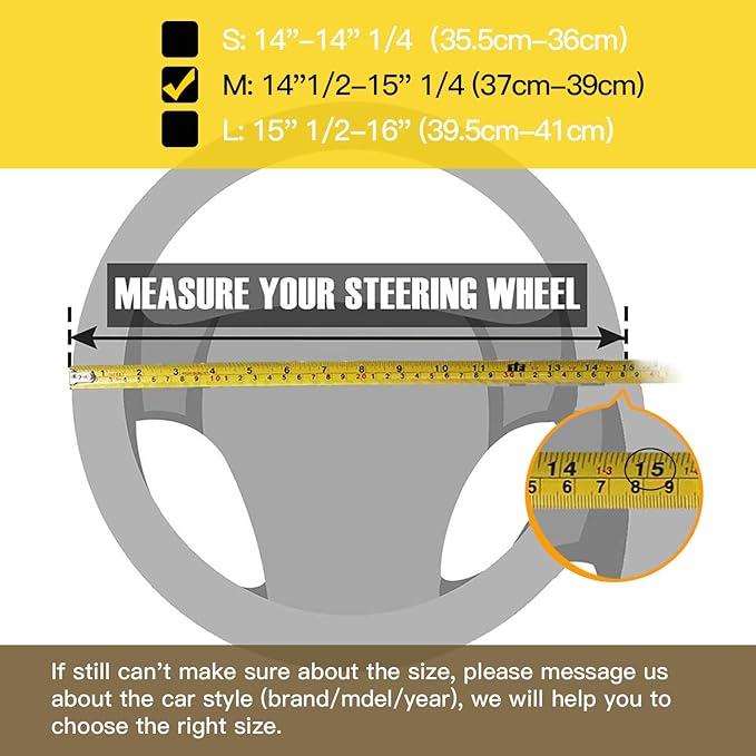 Valleycomfy Steering Wheel Cover with Microfiber Leather for Car Truck SUV 15 inch (Black)