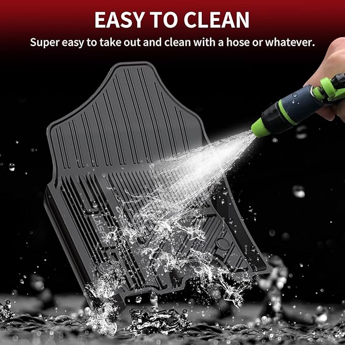 LASFIT Floor Mats for Ram 1500 Crew Cab 2019-2024 Without Rear Under-Seat Factory Storage 4 Full Size Doors Bucket Seat (NOT for Classic Model), All Weather TPE Custom Fit 1st & 2nd Row, Black